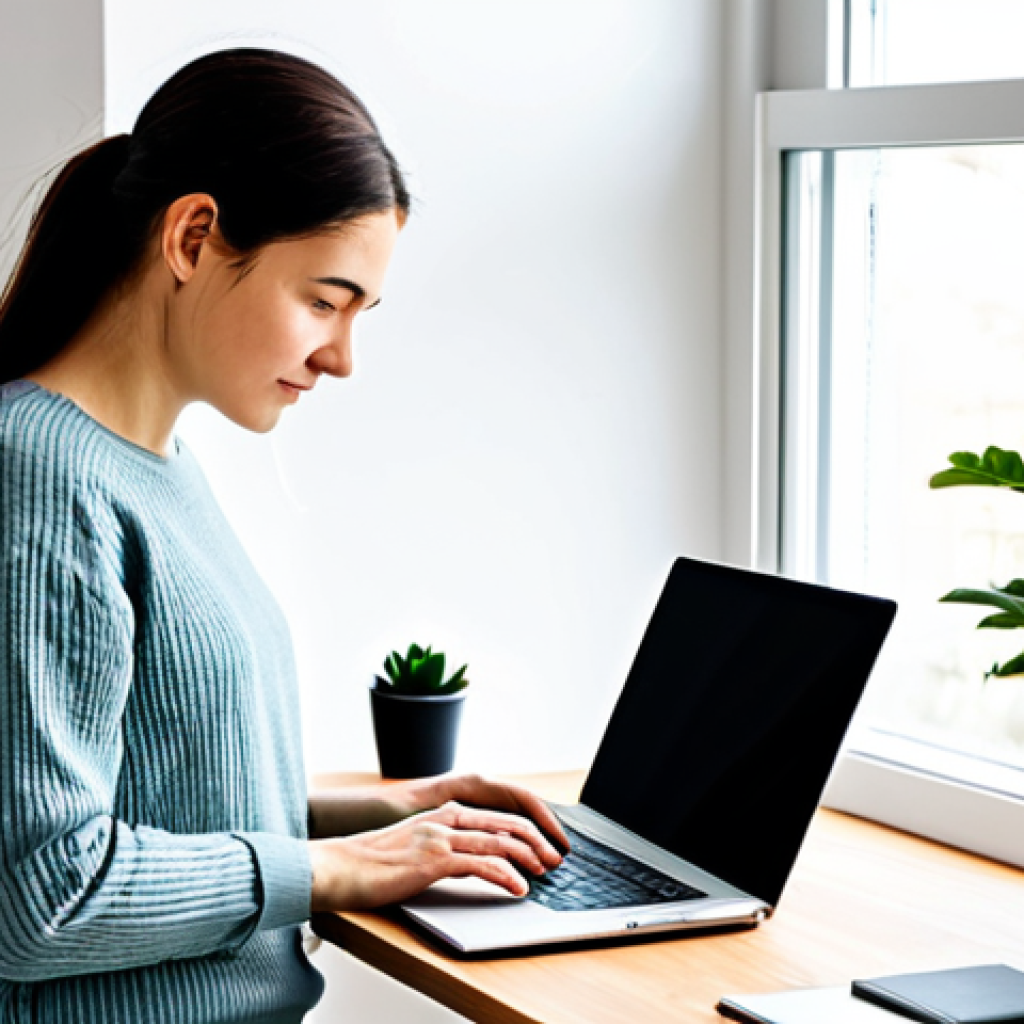 미니멀라이프 워라밸 - Minimalist Home Office**

A clean, bright home office. A woman, fully clothed in comfortable but pro...