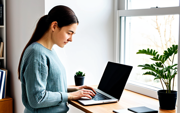 미니멀라이프 워라밸 - Minimalist Home Office**

A clean, bright home office. A woman, fully clothed in comfortable but pro...