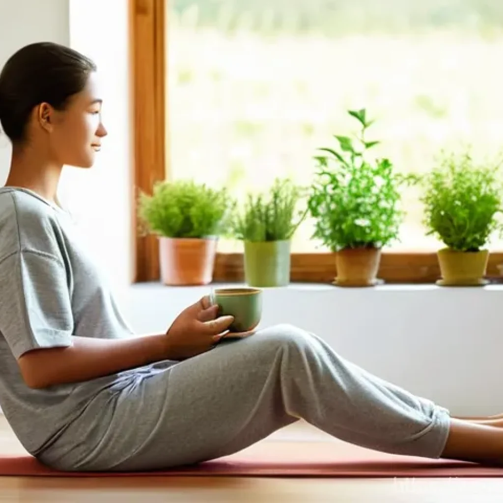 미니멀라이프 카페인 줄이기 - **Prompt 1: Serene Morning Ritual with Herbal Tea**
    "A young adult, with diverse ethnicity, full...