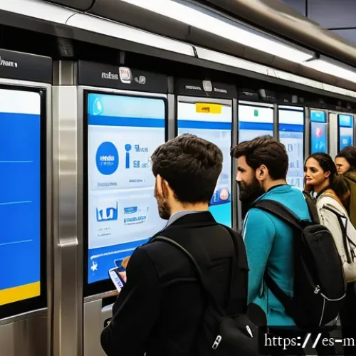 미니멀라이프 대중교통 이용 - A bustling Madrid metro station during rush hour, showing diverse commuters using contactless card a...
