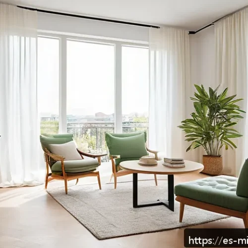 미니멀라이프 심플 라이프 실천법 - A bright, minimalist living room bathed in natural sunlight streaming through large, unobstructed wi...